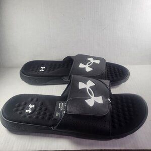 Under Armour Men Ignite 7 SL Black & White Adjustable Slide Sandals Size 17